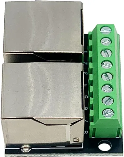 Miniatura 6 de 2 unids RJ45 Ethernet Dual Hembra Terminal Breakout Board,0.138 in Paso 8Pin RJ45 Tornillo Conector Junta Adaptador Terminal de Red