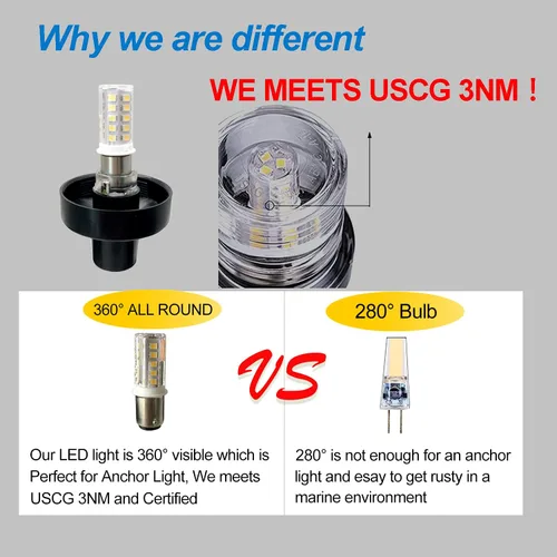 Miniatura 2 de Young Marine - Luz de navegación LED fija para barco, visibilidad de 3 millas náuticas, montaje todo alrededor, 10-24 VDC