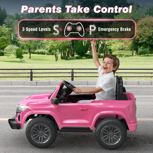 Miniatura 5 de ARBELI Juguetes de paseo de 2 plazas y 24 V para niños, auto eléctrico Chevrolet con licencia con control remoto, 4 motores de 200 W, 4WD/2WD, Rosa