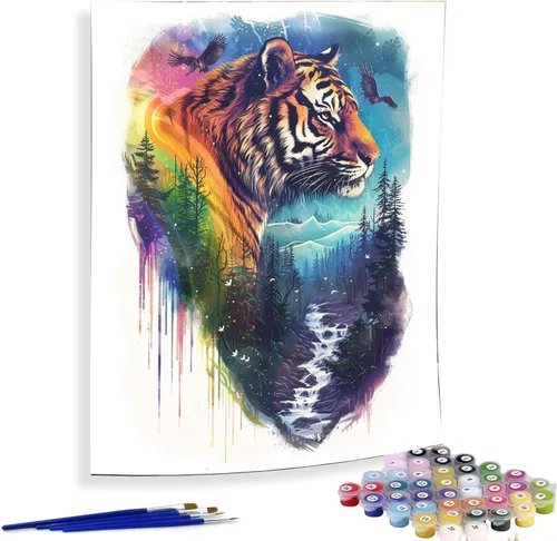 Miniatura 7 de Diymood Pintura por números para adultos, Navidad, pintura al óleo de muñeco de nieve, kits de pintura acrílica por números para niños, adultos