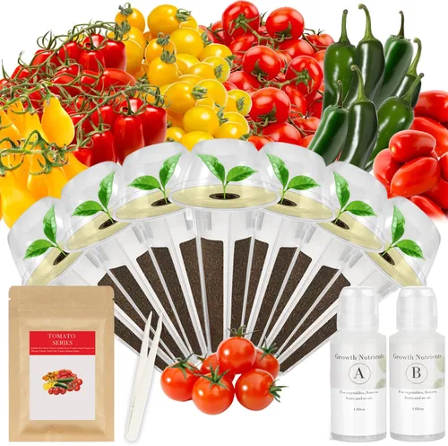Miniatura 10 de Kit de cápsulas de semillas de fresa y pineberry para AeroGarden, Ahopegarden con fresa roja, rábano, pineberry, tomate cherry rojo