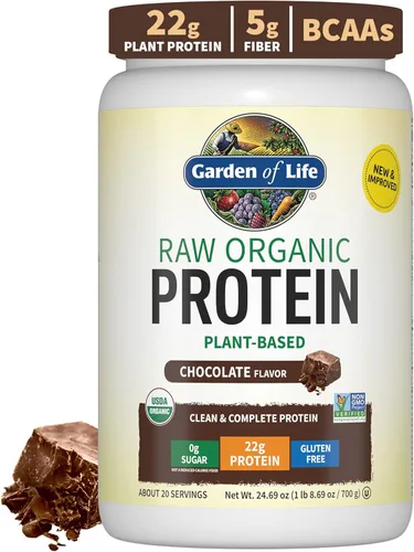 Polvo de proteína vegana orgánico con vitaminas y probióticos; batido de proteínas puro, sin azúcar, chocolate, bandeja de 10 porciones, de la marca