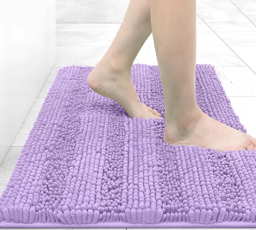 Miniatura 263 de Grandaily Alfombras de baño de felpilla a rayas de 24 x 16 pulgadas, extra gruesas y suaves, absorbentes, parte trasera de goma, alfombra de ducha