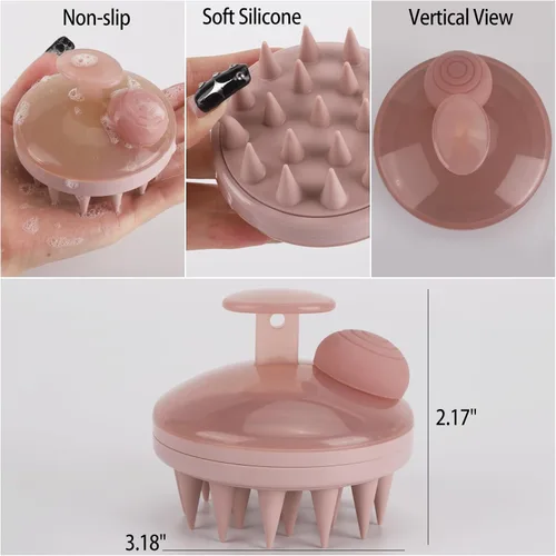 Miniatura 5 de BTYMS Cepillo de champú y exfoliante para el cuero cabelludo con dispensador, cepillo exfoliante y masajeador de silicona para eliminar la caspa