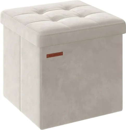 Miniatura 8 de SONGMICS cubo de almacenamiento de piel sintética, asiento, 15 pulgadas, Madera, Negro