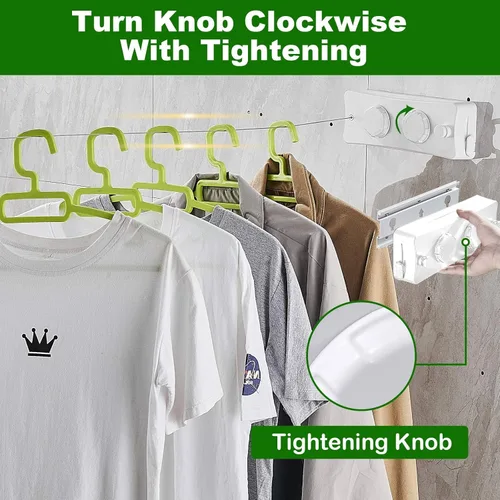 Miniatura 7 de Tendedero retráctil – Línea de lavandería de secado de ropa doble de 16.7 pies para interiores, líneas de ropa retráctiles para colgar ropa al aire