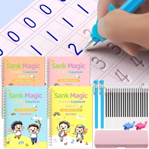 Miniatura 9 de Práctica de escritura ranurada mágica para niños, ranurada – 4 cuadernos mágicos para niños, práctica de escritura a mano ranurada para niños de 5 a