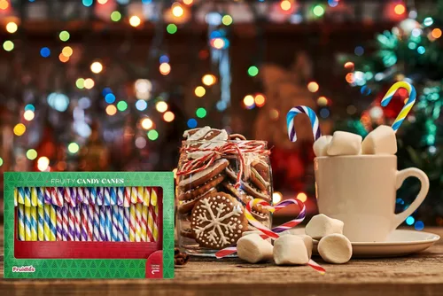 Miniatura 4 de Bastones de caramelo de Navidad, sabor afrutado multicolor arcoíris, envueltos individualmente (paquete de 48)