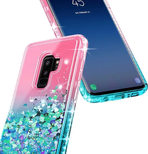 Miniatura 4 de Funda para Samsung Galaxy S9 con protector de pantalla (cobertura máxima, película de TPU flexible), soporte de anillo/correa de muñeca, líquido que