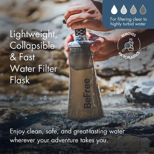 Miniatura 2 de Katadyn BeFree - Botella de filtro de agua plegable ultraligera de 1.0L para senderismo, camping, mochilero negro (New Model - Black)