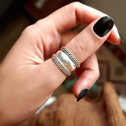 Miniatura 7 de Boho-Magic Anillos bohemios de plata de ley 925 para mujer, anillo de pulgar de banda ancha, ajustable, Metal