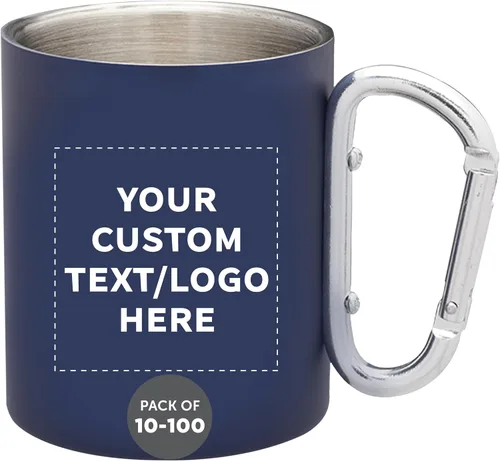 Miniatura 14 de Tazas personalizadas de acero inoxidable con asa de mosquetón, 10 onzas, juego de 100, paquete personalizado a granel, perfectas para café