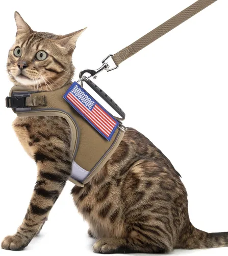 Miniatura 31 de PUPTECK Juego de arnés y correa de malla suave para gatos, arnés acolchado para mascotas, a prueba de escape, para gatos, perros pequeños, conejos