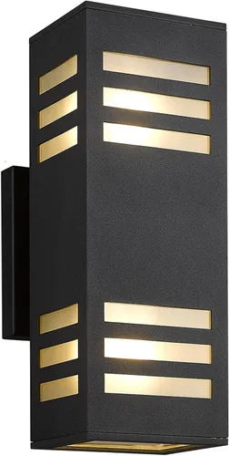 Miniatura 11 de harriet Luces de porche modernas para exteriores, cubierta de aluminio impermeable IP64 y vidrio templado, aplique de pared rectangular arriba/abajo