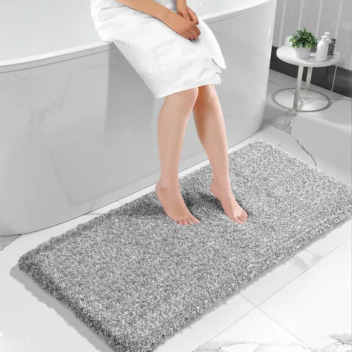 Miniatura 126 de Yimobra Alfombra de baño de felpa esponjosa, súper lanuda suave, cómoda, antideslizante, absorbente de agua, alfombra de baño de microfibra que se