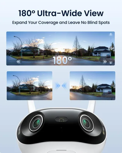 REOLINK Cámara de seguridad panorámica de 180° de 4K 8MP con lente dual, Wi-Fi 6 de doble banda 2.4/5GHz, seguimiento de movimiento, hasta 512GB de