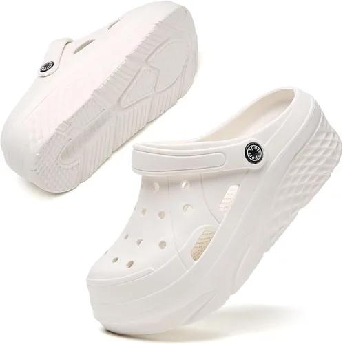 Miniatura 13 de SECHRITE Zuecos de plataforma para mujer, zapatos de jardín, impermeables, para playa, piscina, sandalias de verano, pantuflas para el hogar, serie