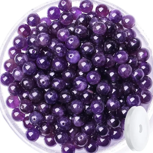 Miniatura 45 de QINJIEJIE 105 piezas de cuentas de piedra de 7 chakras de 8 mm, cuentas naturales redondas sueltas de gemas para pulseras, cuentas de cristal