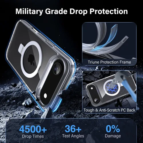 Miniatura 4 de Funda magnética para iPhone Air – [Soporte invisible integrado] [Compatible con MagSafe] [Protección contra caídas de grado militar] Cubierta