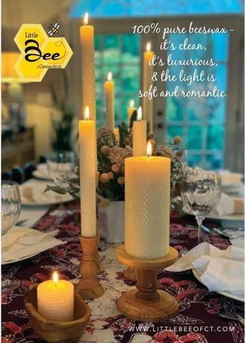 Miniatura 5 de Little Bee of Connecticut - Velas cónicas de cera de abeja enrolladas a mano de 8 pulgadas (un par individual)