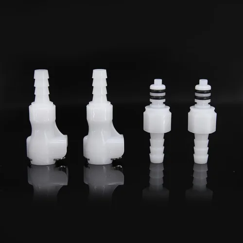 Miniatura 8 de 2Pcs 1/8" 3/16" 1/4" 1/8" Codo de 90 Grados de Tubo de Plástico Conector Rápido de Manguera en Línea Desconexión de Manguera Púas de Inserción
