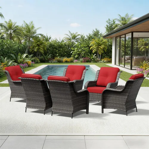 Miniatura 38 de Joyside Juego de sillas de mimbre para patio, juego de 3 piezas de mimbre para exteriores con 2 sillas reposabrazos y 1 mesa auxiliar para terraza