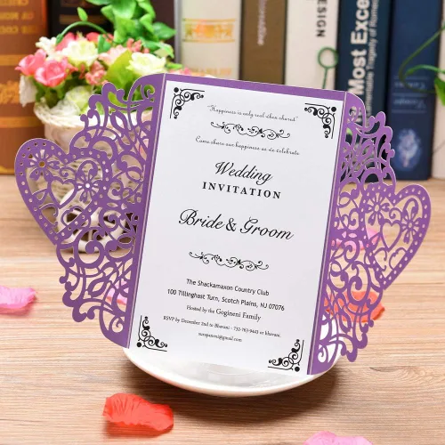Miniatura 2 de FOMTOR Kit de invitaciones de boda cortadas con láser, 50 paquetes de invitaciones de boda cortadas con láser con tarjetas imprimibles en blanco
