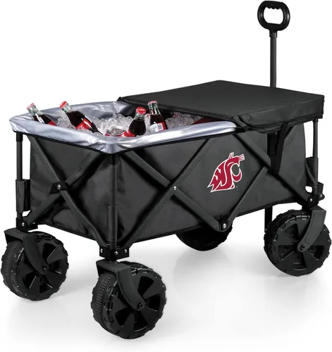 Miniatura 9 de PICNIC TIME NCAA Adventure Wagon Elite - Carro de playa plegable todo terreno con ruedas grandes, tapa superior de mesa y forro suave para enfriar