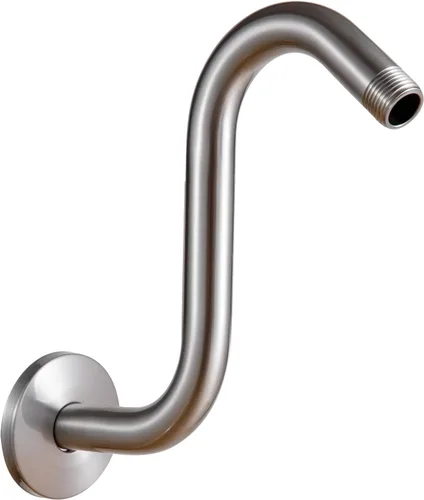 Miniatura 25 de OFFO Brazo de extensión de cabezal de ducha de 10 pulgadas, brazo de ducha en forma de S de níquel cepillado con brida, extensión de brazo de ducha