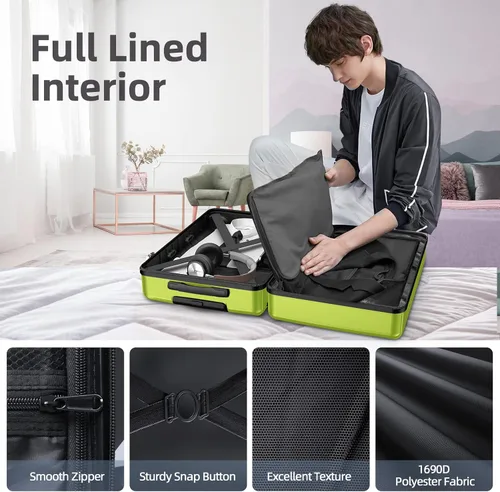 Miniatura 7 de BEOW Luggage Set Hardside Lightweight Suitcase Sets ABS Durable Wheels with TSA Lock 4 Piece Set Green (16202428)