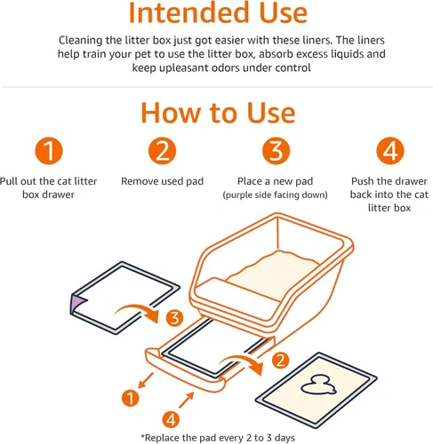 Miniatura 4 de Amazon Basics Almohadillas de Entrenamiento para Gatos, 20 unidades, ajuste universal para caja de arena, control de olores con aroma fresco, morado