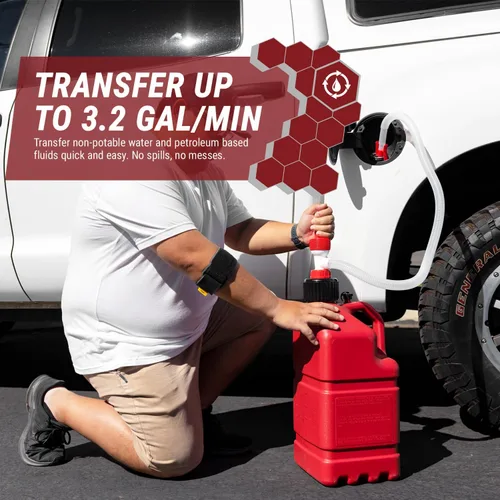 Miniatura 7 de TERA PUMP TRM20-XL - Bomba manual de transferencia de combustible para latas de carreras, bomba sifón manual para latas Jerry, manguera de salida