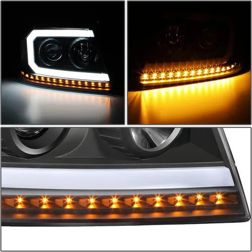 Miniatura 4 de DNA MOTORING HL-HPL-F15004-BK-CL1 - Faros delanteros negros de repuesto para 04-08 F-150 06-08 Mark LT secuencial persecución ámbar LED señal de giro