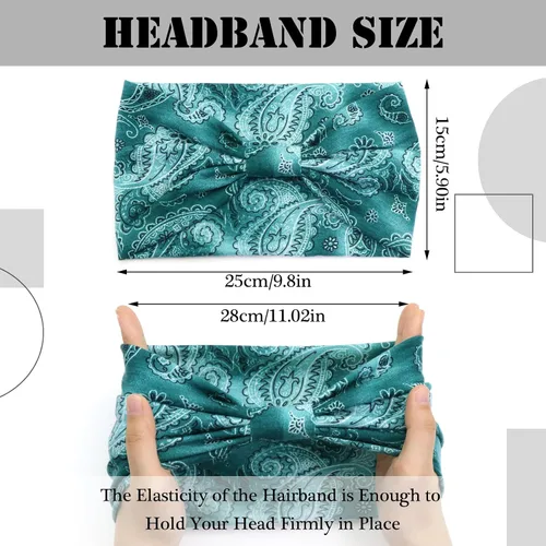 Miniatura 2 de Diademas bohemias para mujer, bandas suaves para el cabello, anudadas, elásticas, antideslizantes, bandeau, bandeau, yoga, correr, entrenamiento
