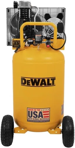 DEWALT Compresor de aire vertical de 30 galones, 2 HP, de una sola etapa, transmisión por correa con lubricación de aceite, 175 PSI máximo,