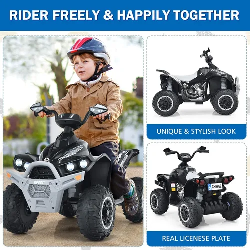 Miniatura 8 de INFANS vehículo para niños Ride on ATV, vehículo de juguete de 4 ruedas de 12 V con música, bocina, velocidades alta y baja, luces LED, vehículo