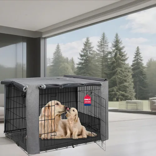 Miniatura 29 de HiCaptain - Cubierta de doble puerta para jaula de perro (para cajas de alambre de 24 30 36 42 48 pulgadas)