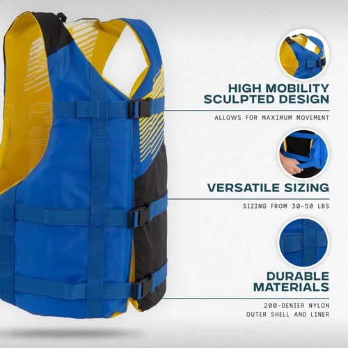 Miniatura 3 de Stohlquist FIT Chaleco salvavidas para adultos de gran tamaño, aprobado por la Guardia Costera de Estados Unidos, PFD para hombres y mujeres