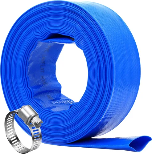 Miniatura 11 de DAVCO Manguera de retrolavado de piscina de 1.25 pulgadas x 50 pies, manguera de bomba de descarga de agua plana de PVC azul reforzado resistente
