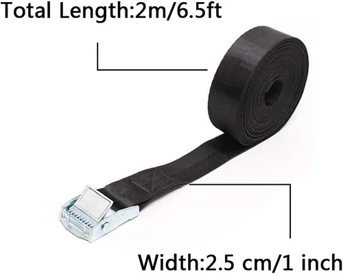 Miniatura 2 de Paquete de 6 correas de amarre de 6.5 pies x 1 pulgada, correas de amarre de hasta 1500 libras, correas de seguridad para motocicleta, carga