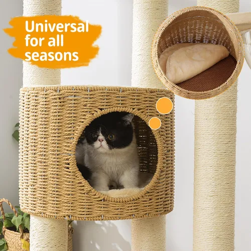 Miniatura 2 de Torre de Árbol para Gatos Moderna 2025 para Gatos Grandes, Módulo Espacial Avanzado Nido de Gatos Torre para Gatos, Tejida a Mano Multinivel Enormes