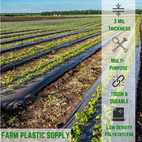 Miniatura 2 de Farm Plastic Supply - Láminas de plástico negras de 3 mil - 3' x 100' - Resistente al agua, lona de plástico negra, barrera de vapor de polietileno