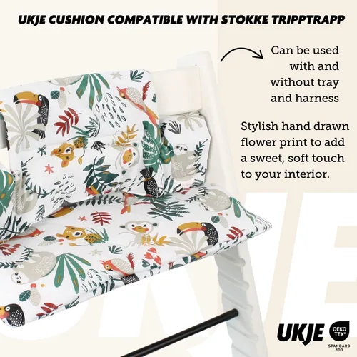 Miniatura 4 de UKJE Cojín Compatible con Stokke Tripp Trapp - Cojín de Asiento Suave para Bebés y Niños Pequeños, Accesorios para Trona, Inserción de Tela de Mono