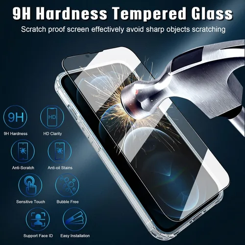 Miniatura 4 de Funda transparente 5 en 1 para iPhone 12 Pro de 6.1 pulgadas, con 2 protectores de pantalla HD + 2 protectores de lente de cámara, película