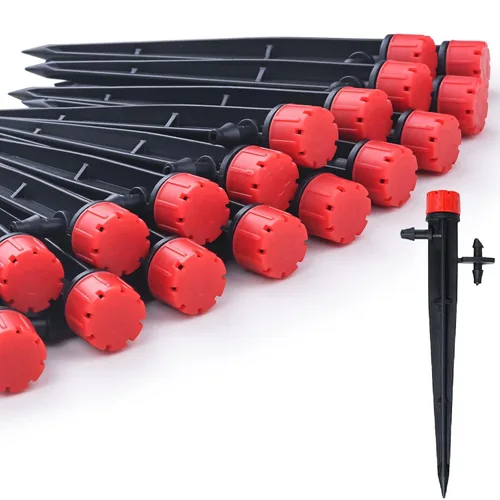 Miniatura 8 de 100 piezas de emisores de riego por goteo para tubos de riego por goteo de 1/4", goteros ajustables de flujo de agua de 360 grados en estaca