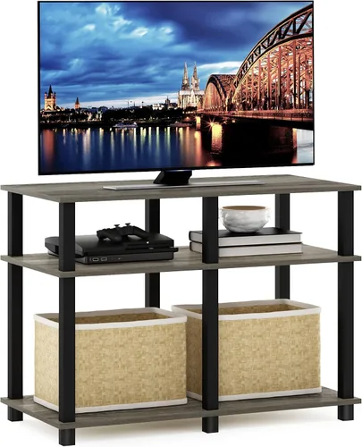 Miniatura 7 de Furinno TURN-S-TUBE - Soporte para TV, centro de entretenimiento de 3 niveles sin herramientas, consola de TV para televisores de hasta 46 pulgadas