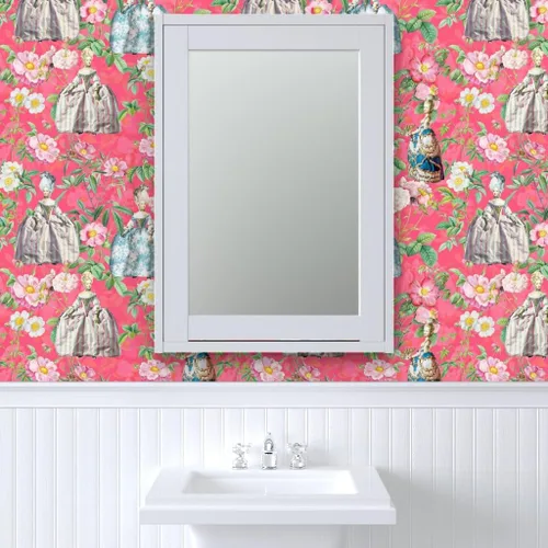 Miniatura 9 de Papel tapiz para despegar y pegar, flores francesas, rosas, jardín, rosa, estilo vintage, siglo botánico, flores para niñas, papel tapiz extraíble