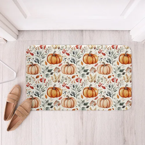 Miniatura 9 de Erosebridal Thanksgiving Turkey Bathroom Rugs - Fall Leaves Pumpkin Bath Mat for Kids Adults, Vintage Autumn Harvest Door Mat 16 x 24 Inch Rustic