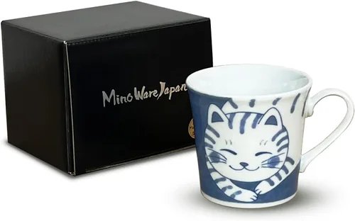 Miniatura 8 de Taza de cerámica japonesa con caja de regalo, serie de tazas de té Nekochigura, 10 onzas líquidas, taza de café japonesa Yunomi Pottery, taza