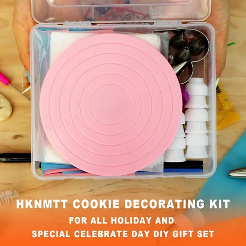 Miniatura 7 de Kit de suministros de decoración de galletas, 82 piezas con caja de almacenamiento, juego de tocadiscos de galletas de azúcar con 6 puntas
